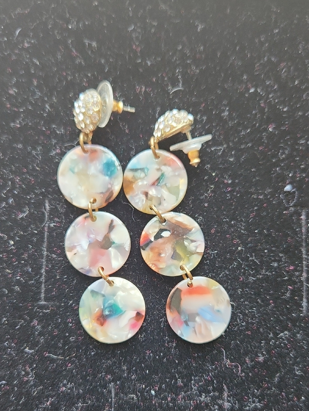 Multi-Color Resin Disc Drop Earrings - Women Jewelry